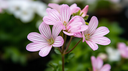 Soft Pink Flowers in Full Bloom with Blurred Background