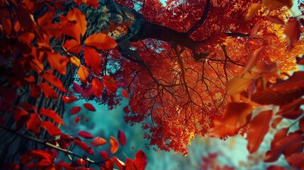 A time-lapse of a treea??s leaves changing colors as autumn approaches, showcasing the transition from green to vibrant shades of red and orange.
