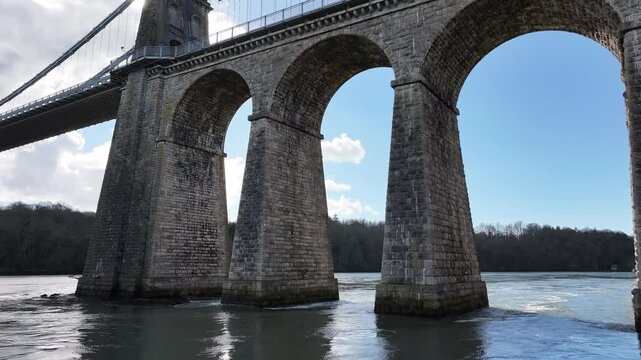 Menai straits and Menai Bridge, Anglesey, North Wales