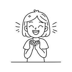 Obraz premium Joyful expression of a child laughing, with their hands clapping in excitement