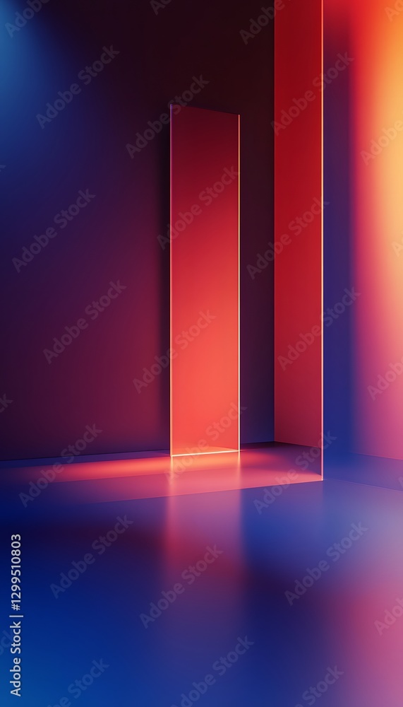 Poster three dimensional shapes with vibrant colors in an abstract setting