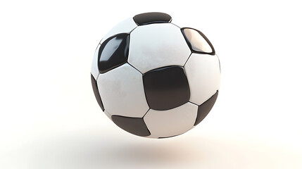 Naklejka premium A white and black soccer ball is shown in mid-air