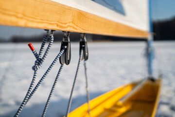 ice boats - winter sailing - sliding on a frozen lake
