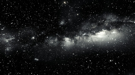 Obraz premium A black and white photo of a starry sky with a galaxy in the background