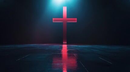 Modern 3D Rendered Cross Background with Striking Depth and Luminous Texture Creating a Bold and Contemporary Spiritual Atmosphere