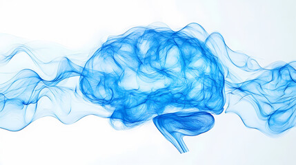Fototapeta premium Minimalist blue and white abstract brain waves, neuroscience and mental health. Harmony - Meadow. Illustration