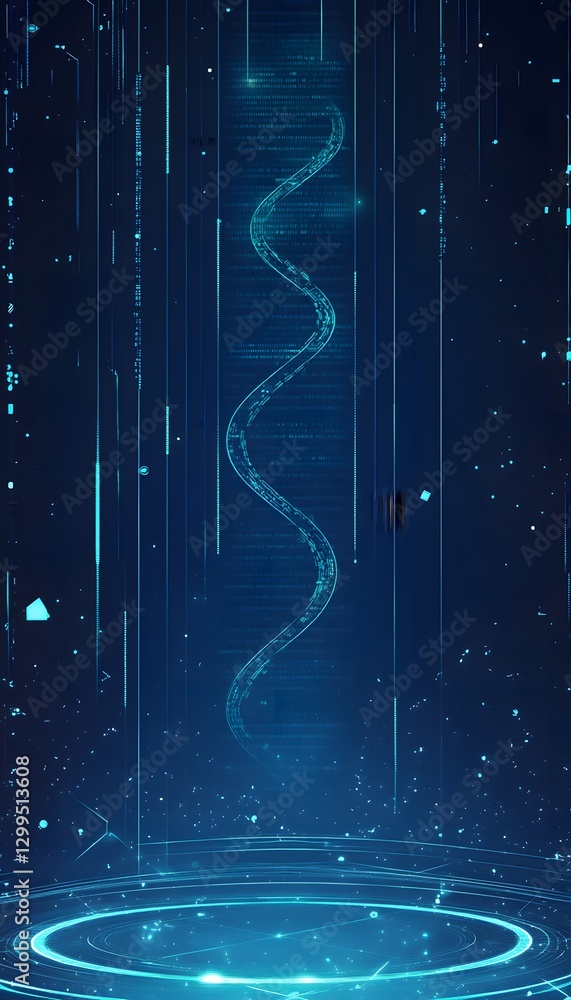 Poster a digital abstract rendering showing data and code display
