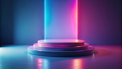 Elegant Empty Podium with Spotlight, Product Display Stand, Stage Presentation Mockup, Light Effects Background