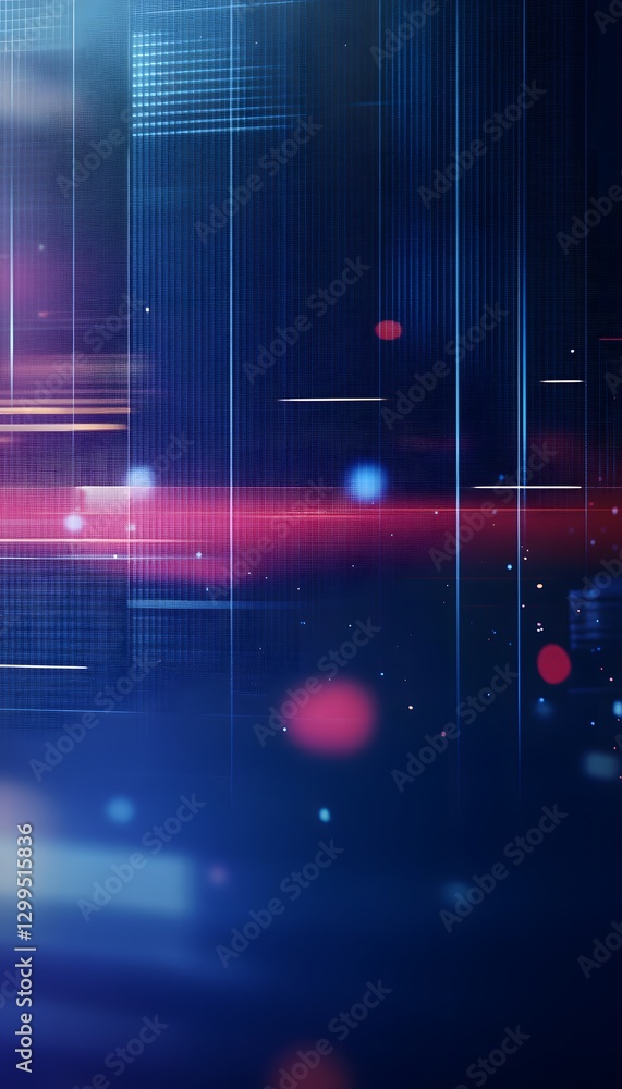 Poster abstract background with blue and red light streaks on display