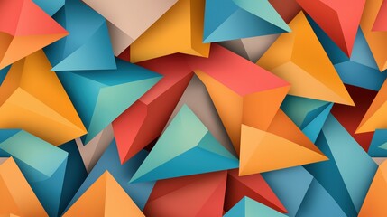 Obraz premium Dynamic colorful triangular shapes forming a modern abstract background with geometric depth and visual interest