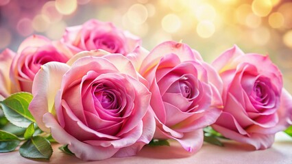 Elegant Pink Roses on Pastel Background - High-Resolution Stock Photo