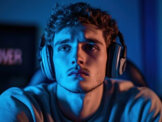 Teenager Wearing Headphones Looking Up