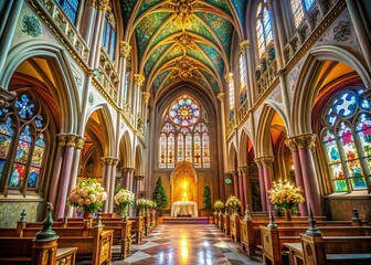 Obraz premium Elegant Wedding Venue: Grand Cathedral's Architectural Detail