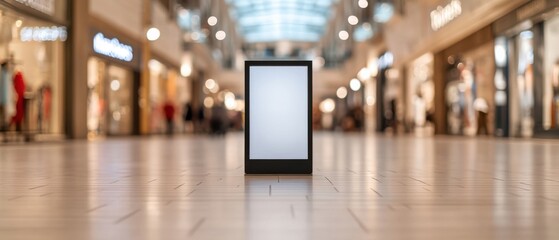 Blank advertising display in a shopping mall