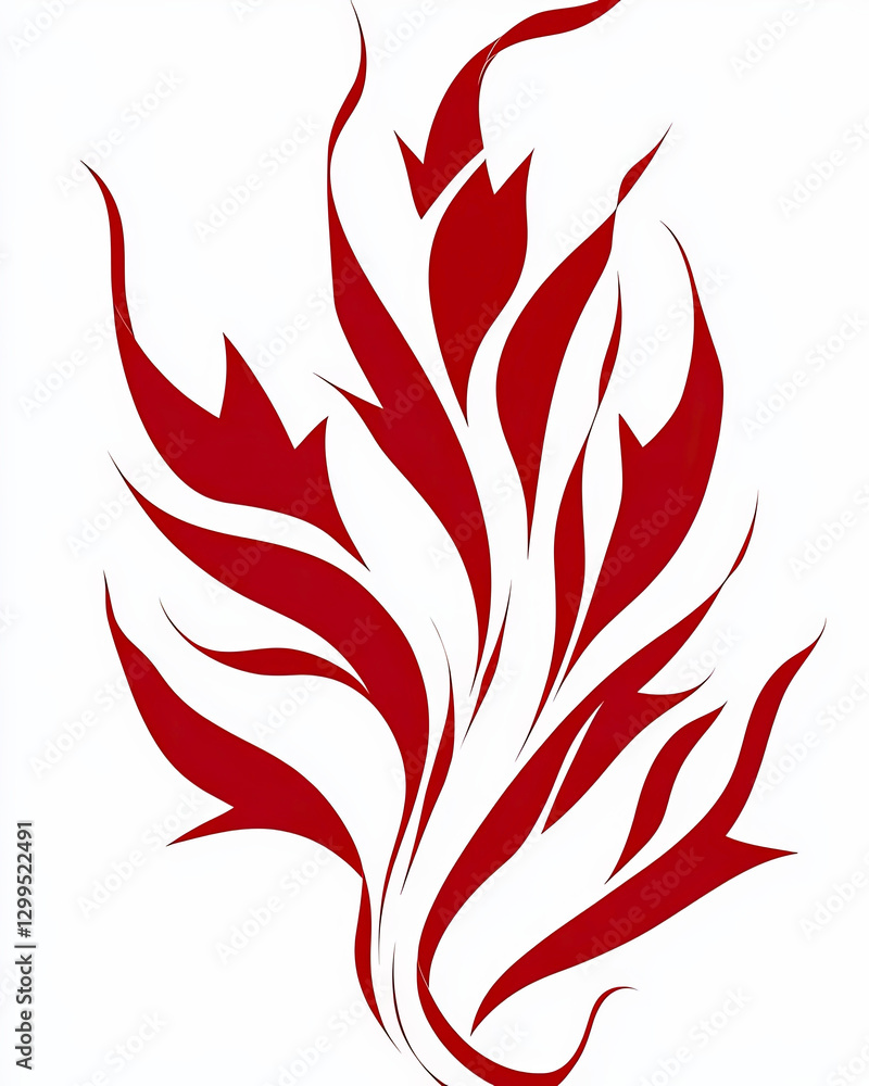 Poster elegant red and white ribbon gracefully forms a minimalistic maple leaf outline
