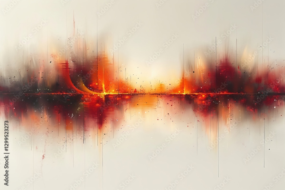 Poster a captivating artwork features a blend of warm colors and dynamic shapes creating a glowing horizon 