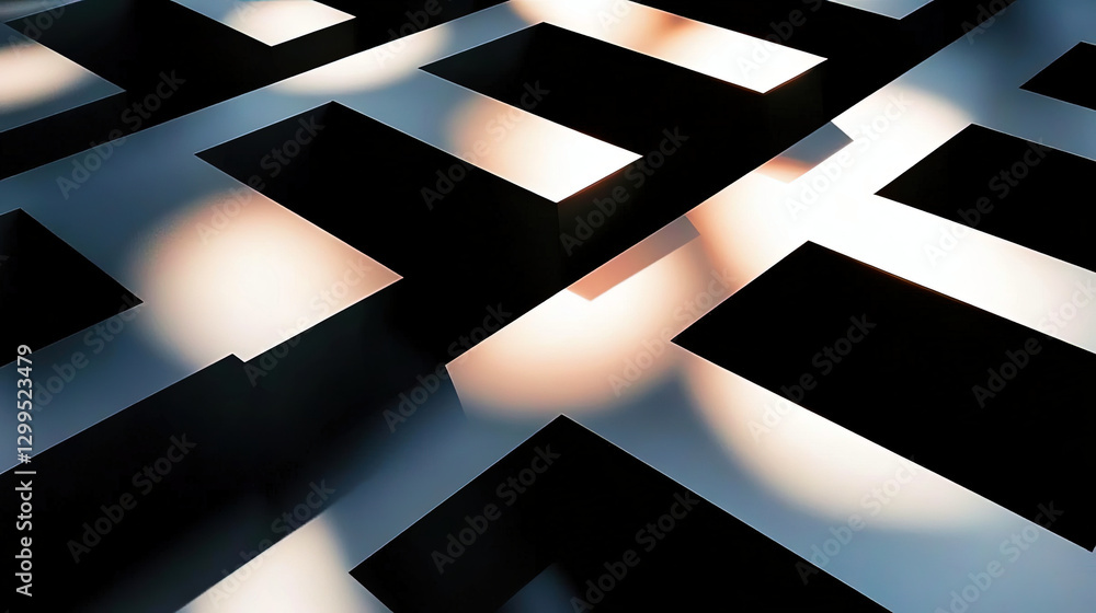 Poster modern geometric typeface design showcases hollow letters revealing dynamic background interplay
