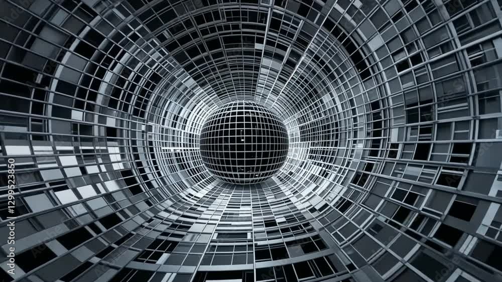 Poster a looping abstract 3d grid rotating in space