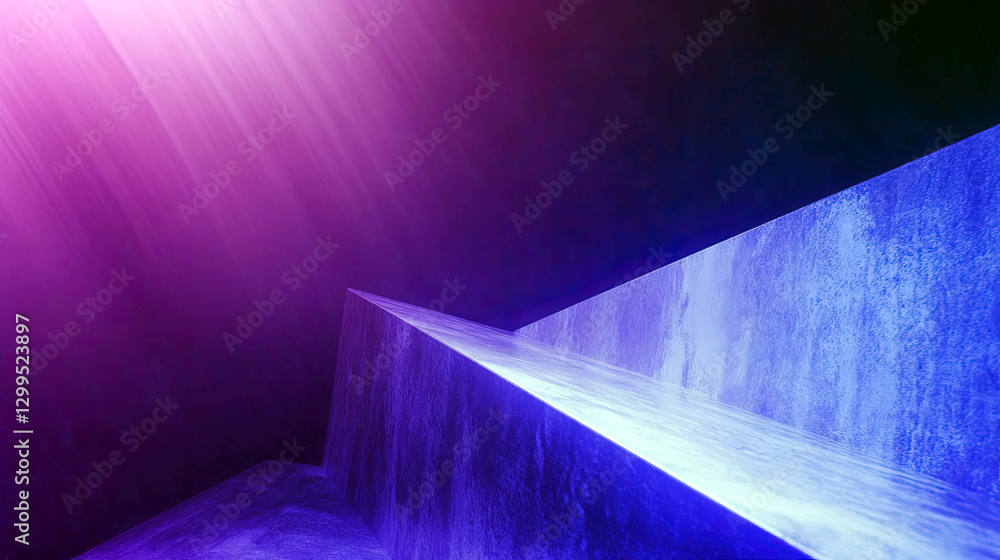 Poster illuminated abstract forms blend in a serene dark space with glowing outlines and modern aesthetics