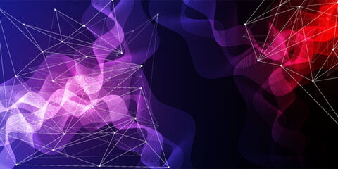 Quantum technology abstract blue background. Ai big data vector illustration