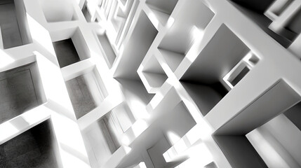 Dynamic Floating Letters Create a Surreal Ambiance in a Minimalistic Architectural Space