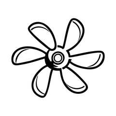 Ceiling fan icon spinning in motion, home comfort concept