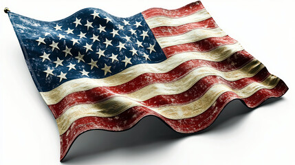Obraz premium Stylized American Flag With Soft Waves Suspended in a Serene White Void