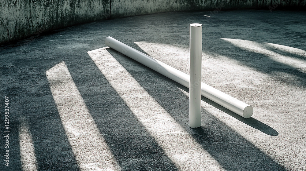 Aufkleber cane resting on a surface with bold shadows revealing strength and simplicity in design