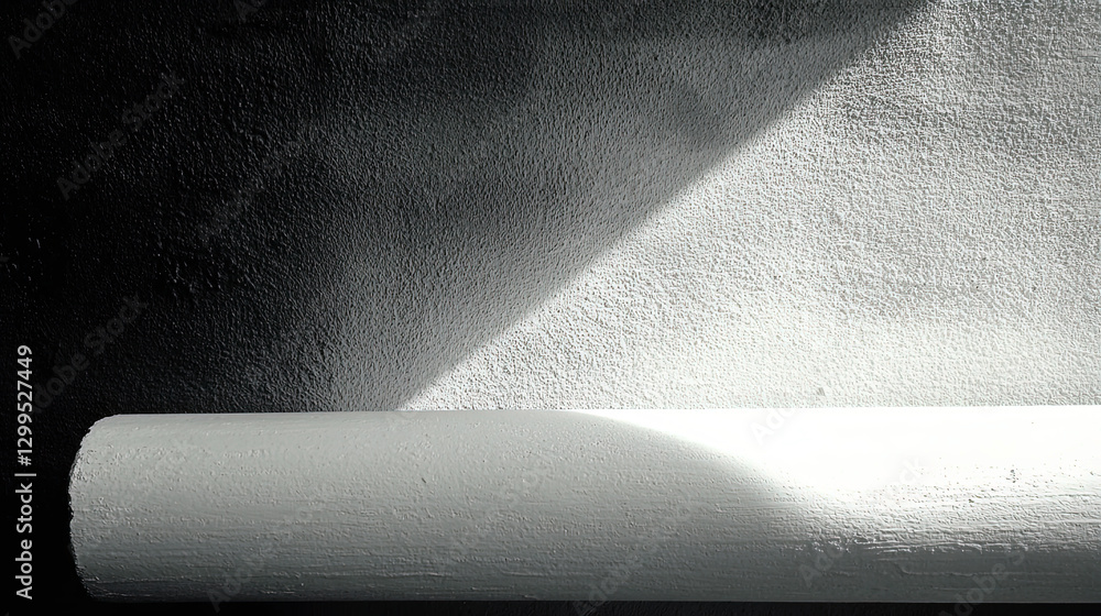 Aufkleber elegant white cane resting quietly, casting a profound shadow on a minimalist surface in soft light