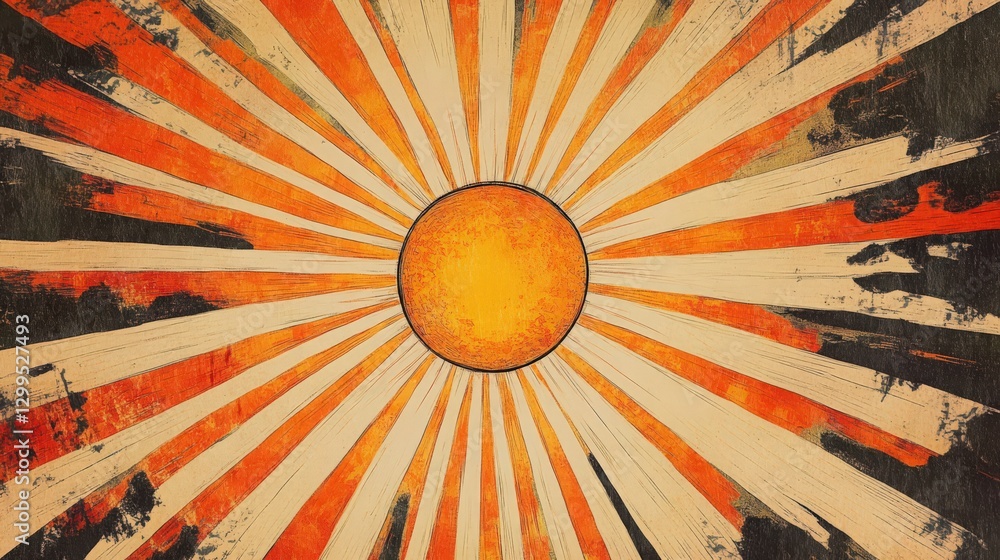 Poster abstract burst of radiance: sunbeam design with textured elements