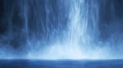 Fototapeta premium Majestic Waterfall cascading over dark rocks. Powerful water flow. Suitable for backgrounds or nature themes