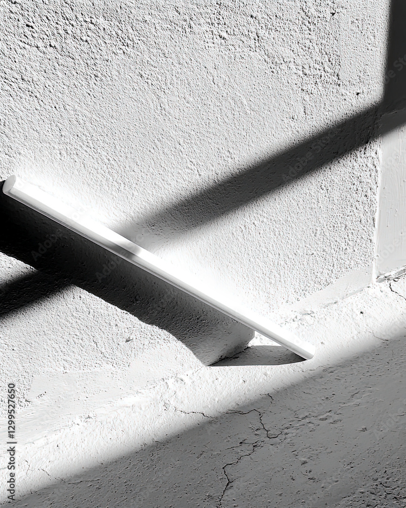 Aufkleber Embracing Resilience Through Simple Elegance of a White Cane Casting Shadows on a Subtle Background