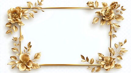 Gold Floral Frame Border, Empty Space for Design