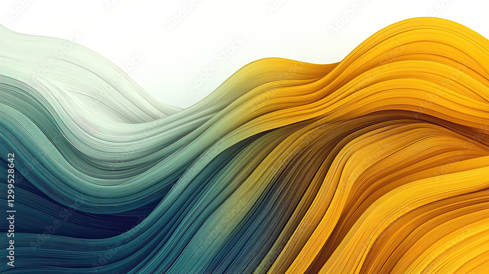Poster flowing modern waves of yellow and green evoke corn and husks in an abstract artistic expression