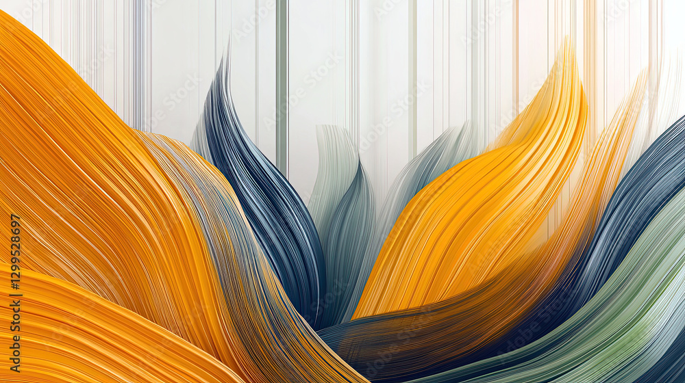 Poster flowing waves of yellow and green evoke the essence of corn in a modern abstract design