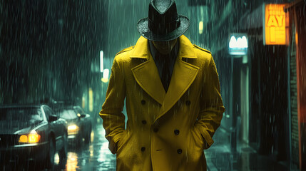 Obraz premium Full-body shot of a hardboiled detective from the comic book 