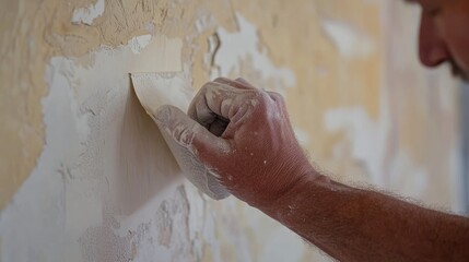 A professional smoothing out wallpaper seams for a flawless, long-lasting finish.