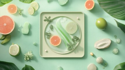 Refreshing Citrus and Green Leaves Still Life Photography