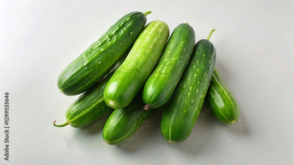 Aufkleber fresh green cucumbers isolated on white background - top view with copy space for text and recipes