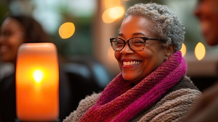 Joyful evening gathering with friends, filled with laughter, warm lights, and shared moments of happiness, capturing the essence of connection, warmth, and social bonding in relaxed settings.