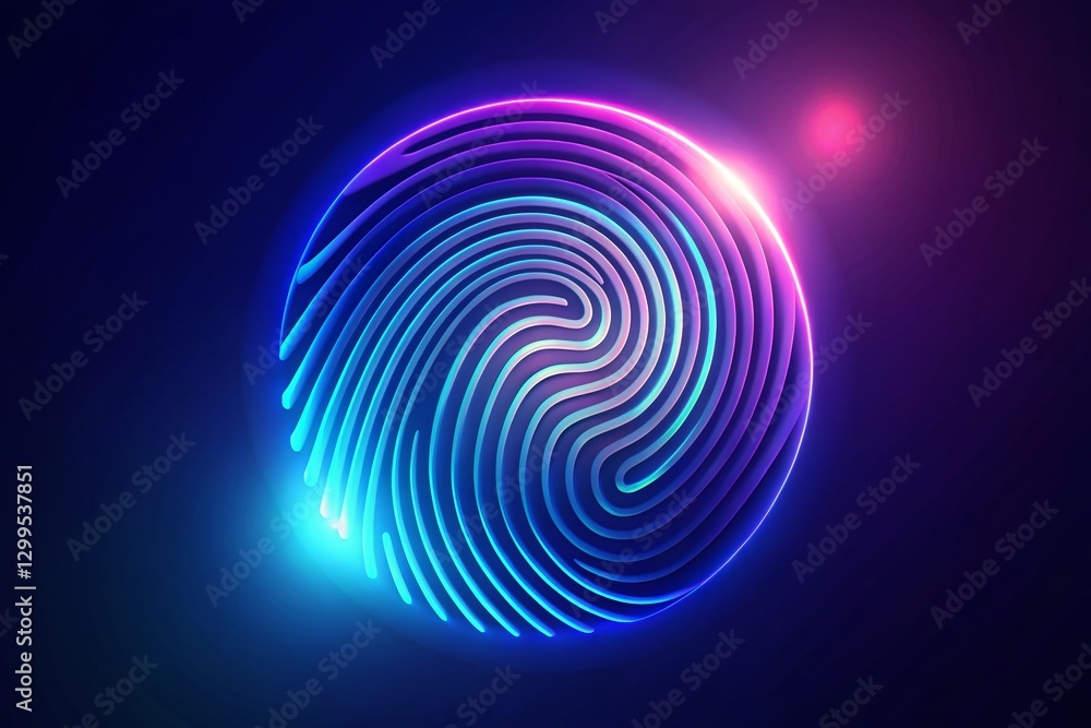Aufkleber futuristic fingerprint biometric security scan - abstract digital technology background