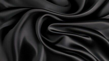 Obraz premium Black silky fabric elegantly drapes with soft flowing waves
