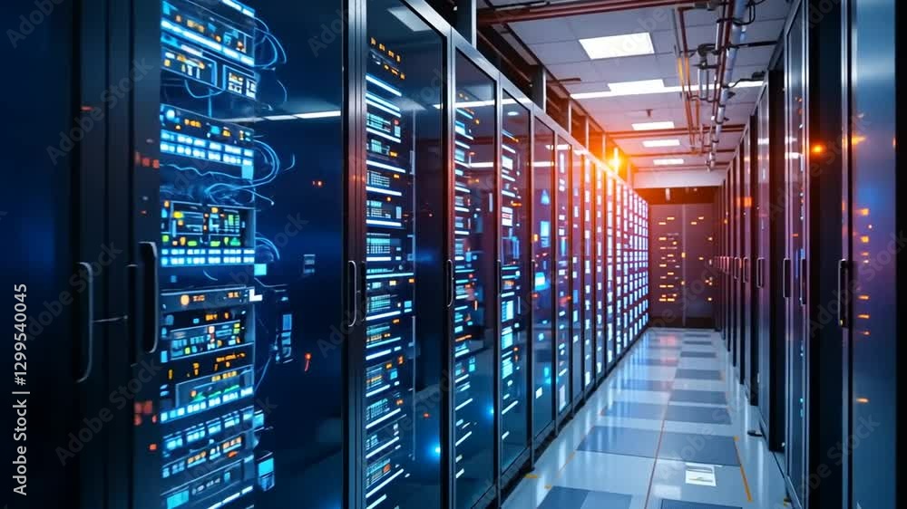 Aufkleber digital information flows through the network and data servers