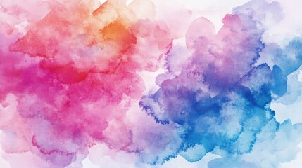 Fototapeta premium Vibrant watercolor wash in blues, pinks, and oranges.