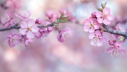 Obraz premium Pink Cherry Blossoms Soft Focus Spring Floral Photography
