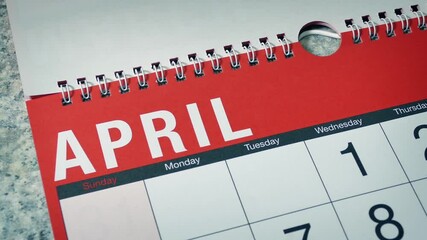 Months Calendar Pages Turn Looping Shot