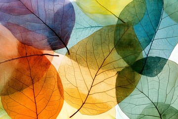 The Stillness of Autumn Leaves: A close-up of fallen leaves from a fruit orchard, their colors vibrant in the autumn light, with a slight breeze making them rustle. 