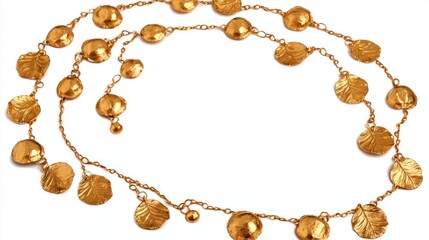 Fototapeta premium Elegant gold leaf necklace with intricate design and shiny finish