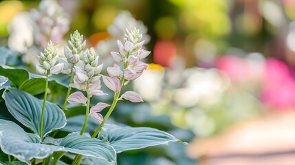 Elegant White and Pink Flowers Blooming in Garden