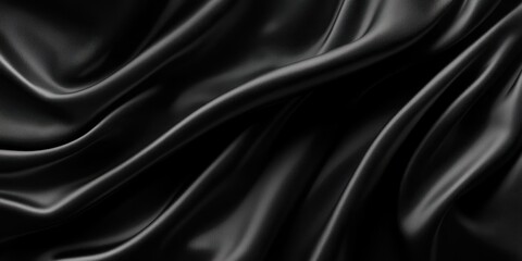 Flowing black silk fabric creates elegant and smooth folds